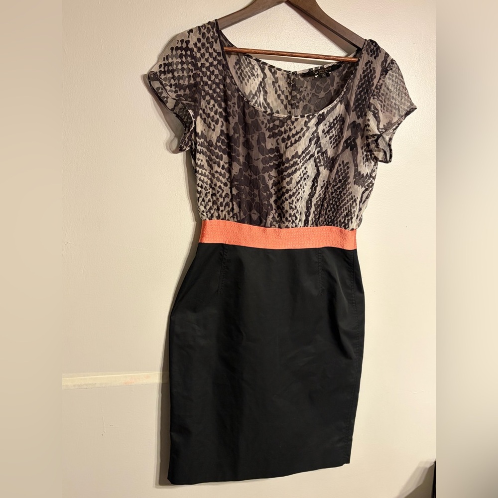 Rachel Roy Black and Orange Midi Dress